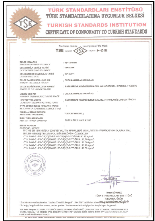 Բնօրինակ՝ SCIP հավելված. EPS արտադրանքի TSE հավաստագիր, 1